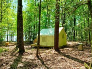 tent in a wood louisiana